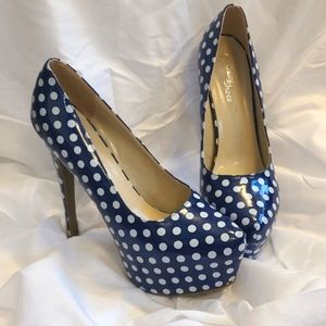 Blue & White Polka-dot Heels